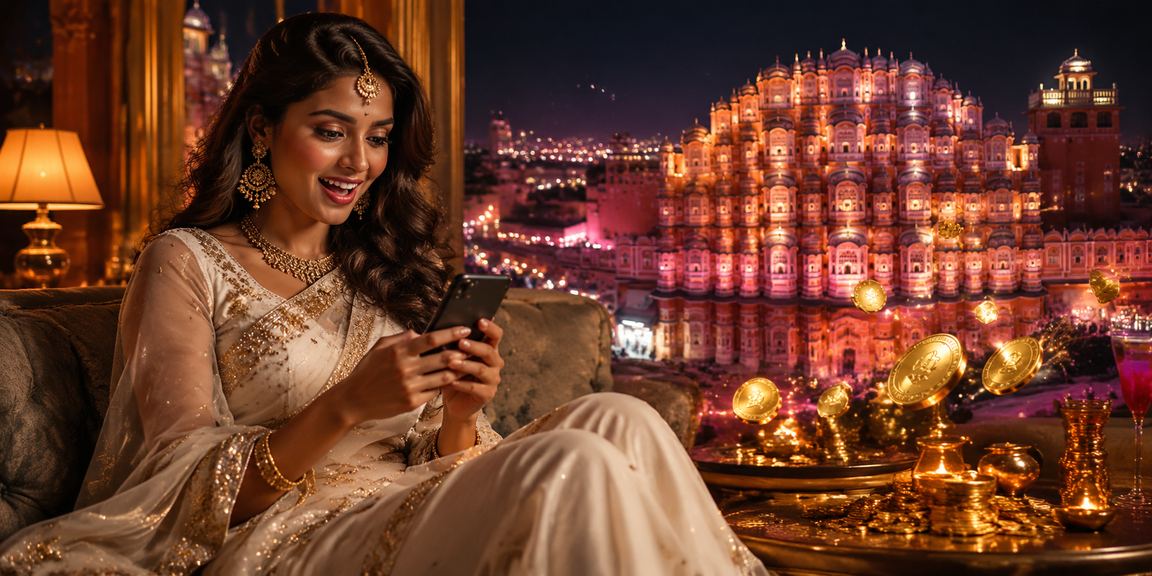 Mobile casino user enjoying Jaipur cultural view