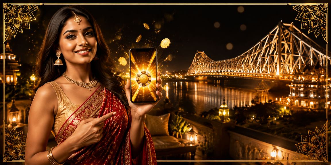 Sports bettors watching cricket from Kolkata with Howrah Bridge backdrop