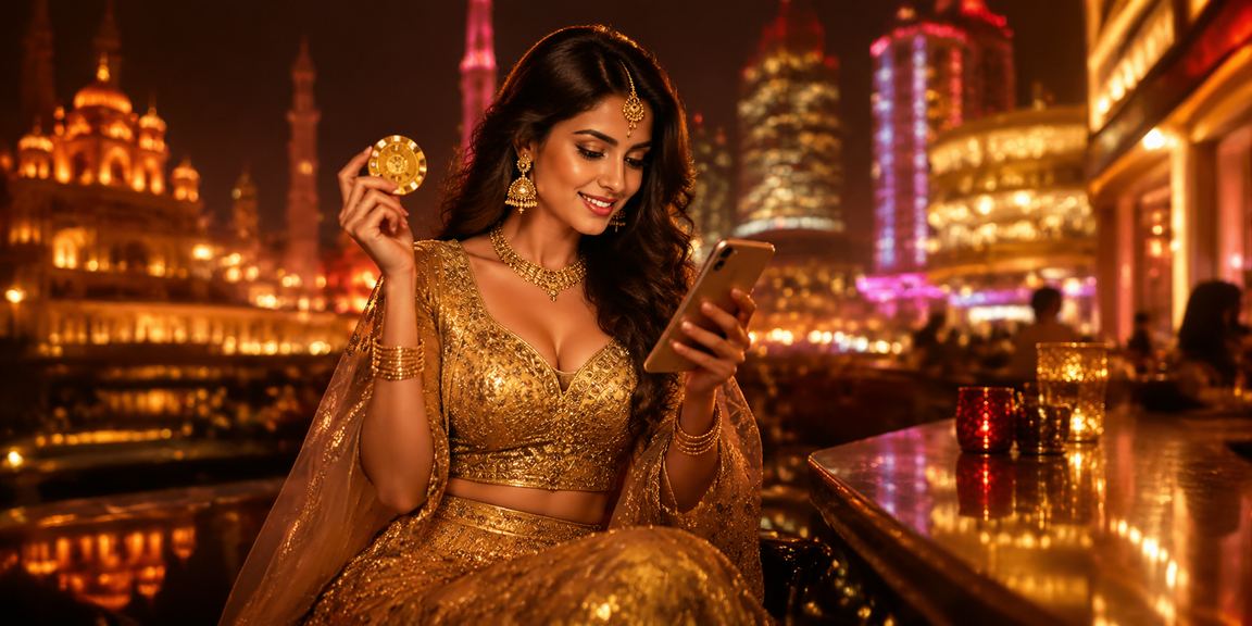 Indian player registering or enjoying bonuses on 8517 platform with cultural backdrop